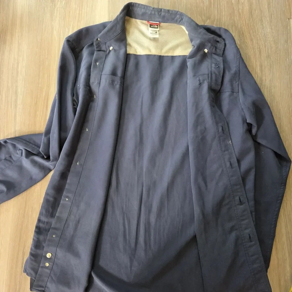 The North Face Shirt Men's Large Blue Roll Tab Modal Blend Button Down